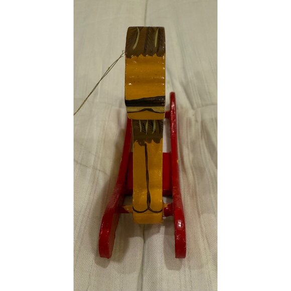 Vintage Hand-Painted Wooden Lion Rocking Toy Ornament - Picture 4 of 6